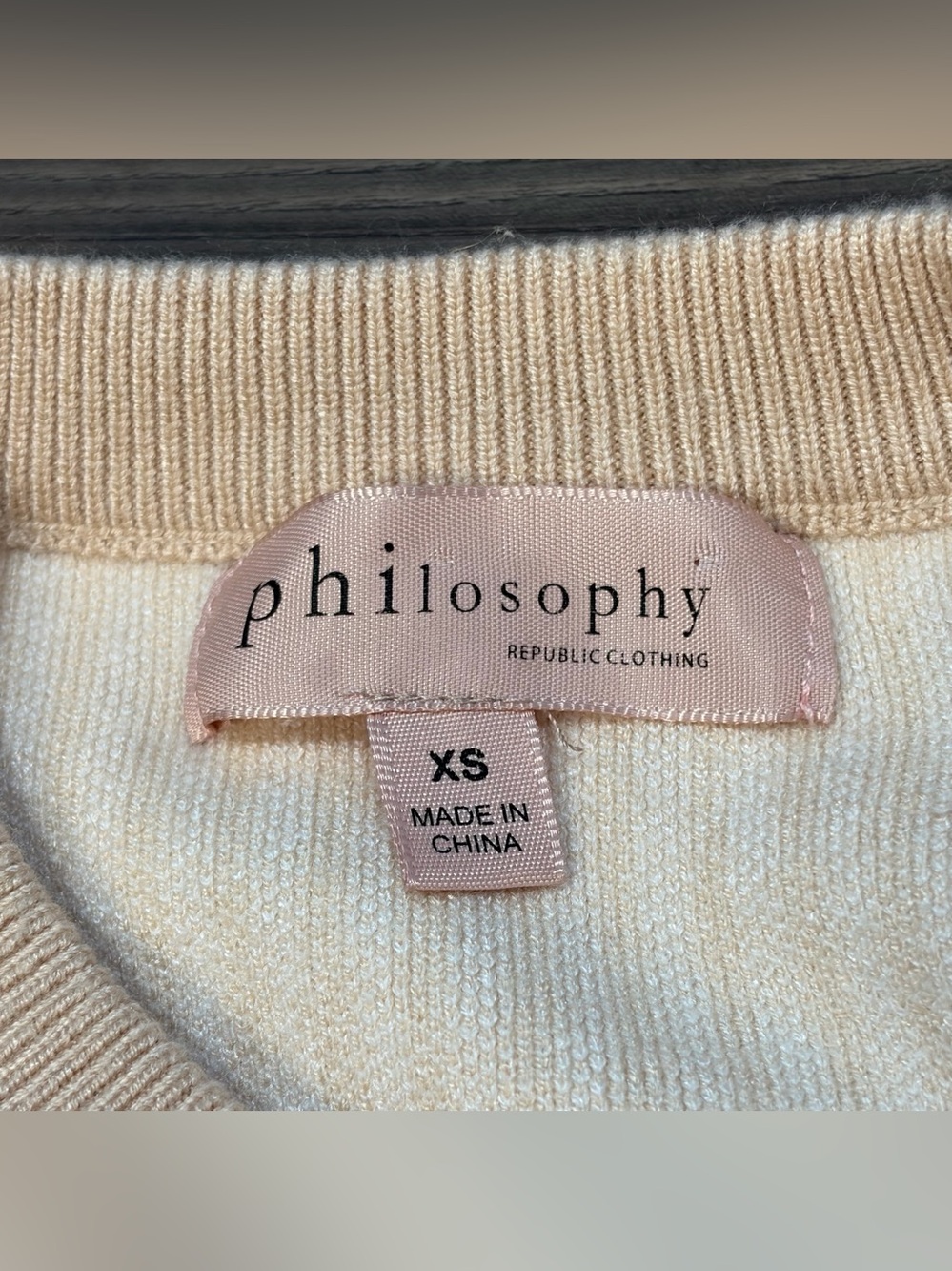 Philosophy Republic Clothing Tan White Striped Oversized Cropped Sweater Sz XS - Picture 9 of 16